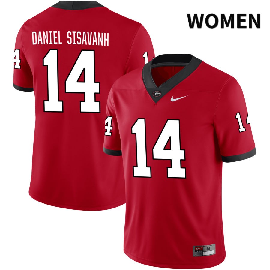 Georgia Bulldogs Women's David Daniel Sisavanh #14 Red 2022 NIL Stitched College UGA Football Jersey 23XH013LP